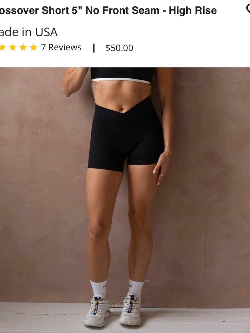 Fleo High-Rise Crossover 5" No-Front-Seam Women’s Shorts - Black